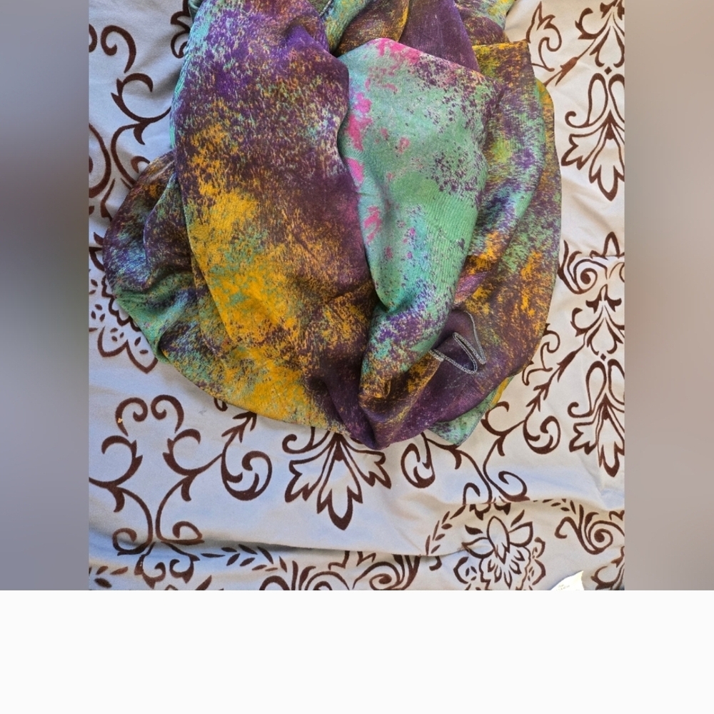 Multicolor Abstract Silky Polyester Rectangle Scarf